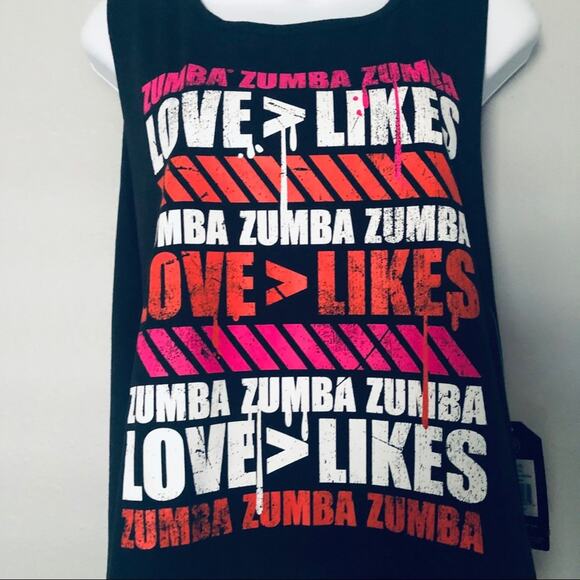 NEW Zumba SZ X-Small Love Over Likes Workout Tank Top Black - Picture 3 of 8